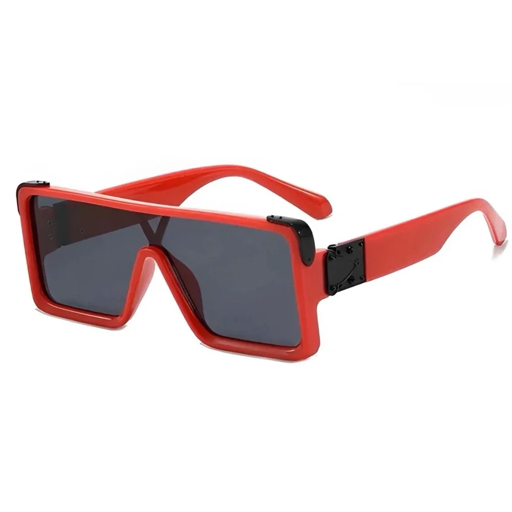 Mens Oversized Square Shield Sunglasses Red Flat Top Bold Fashion Shades Hip Hop